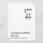 zwart-wit trendy modern Flat Save The Date (Voorkant / Achterkant)