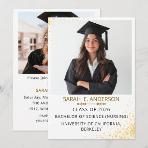 Zwart-wit Trendy Modern Foto afstuderen Kaart