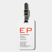 Zwart Wit Trendy Monogram Bagagelabel (Voorkant verticaal)