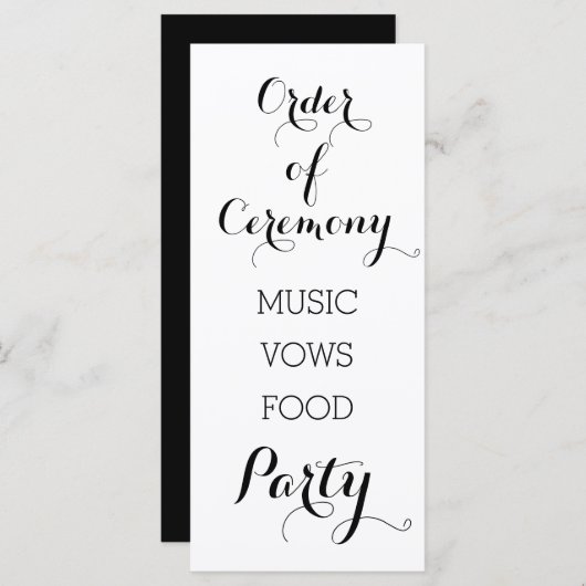 Zwart-wit trendy orde van ceremonie programma programmakaart (Voorkant / Achterkant)