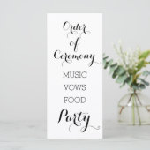 Zwart-wit trendy orde van ceremonie programma programmakaart (Staand voorkant)