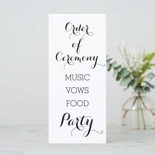 Zwart-wit trendy orde van ceremonie programma programmakaart (Staand voorkant)