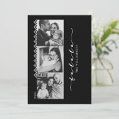 Zwart-wit Trendy Patroon Multi-fotokerstmis Feestdagenkaart (Staand voorkant)