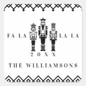 Zwart & Wit Trendy Patroon Notenkraker Kerst Vierkante Sticker (Voorkant)