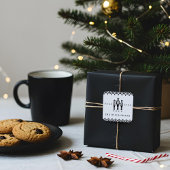 Zwart & Wit Trendy Patroon Notenkraker Kerst Vierkante Sticker