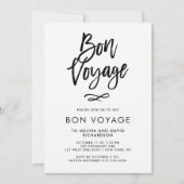 Zwart-wit trendy script | Bon Voyage Party Kaart (Voorkant)