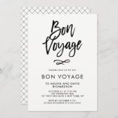 Zwart-wit trendy script | Bon Voyage Party Kaart (Voorkant / Achterkant)