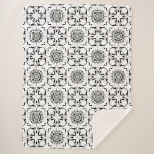 Zwart-wit tribaal modern patroon sherpa deken