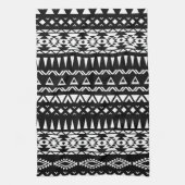 Zwart-wit tribaal patroon Aztec geïnspireerd Theedoek (Verticaal)