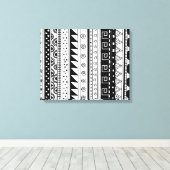Zwart-wit tribaal patroon canvas afdruk (Insitu (Houten vloer))