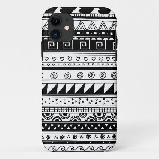 Zwart-wit tribaal patroon Case-Mate iPhone case (Achterkant)