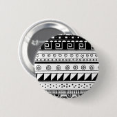 Zwart-wit tribaal patroon ronde button 5,7 cm (Voorkant /achterkant)