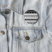 Zwart-wit tribaal patroon ronde button 5,7 cm (In situ)