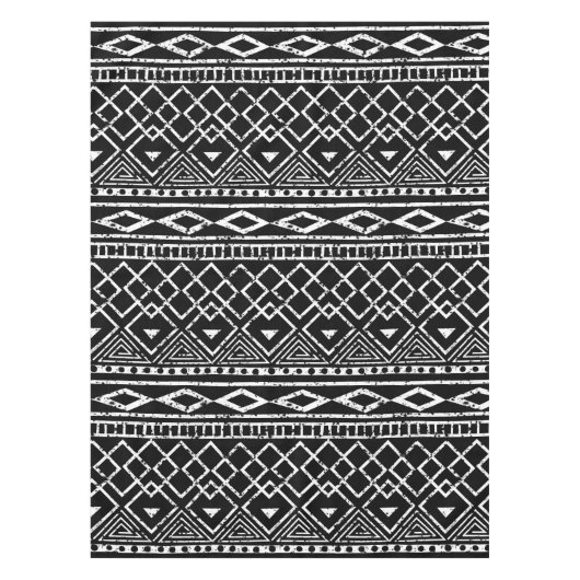 Zwart wit tribaal patroon tafelkleed (Voorkant)