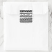 Zwart-wit tribaal patroon vierkante sticker (Tas)