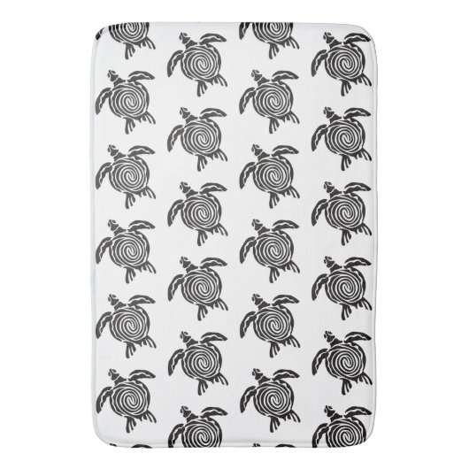 Zwart-wit tribaal schildpad badmat (Voorkant Verticaal)