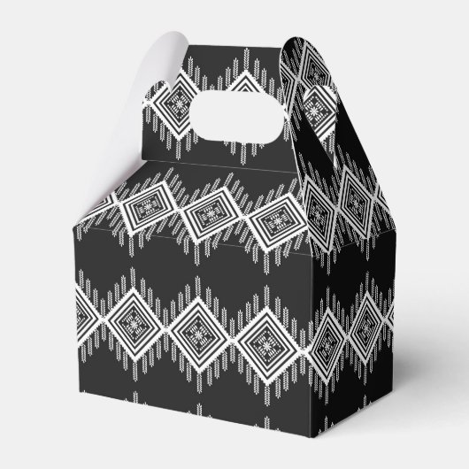 Zwart-wit Tribal Art Bedankdoosjes (Voorkant Zijde)