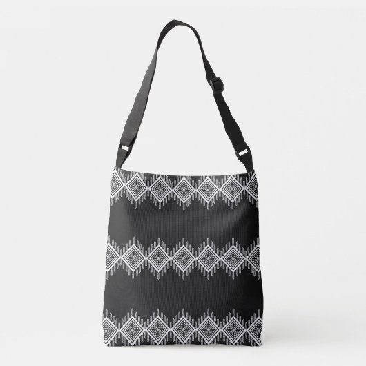 Zwart-wit Tribal Art Crossbody Tas (Achterkant)