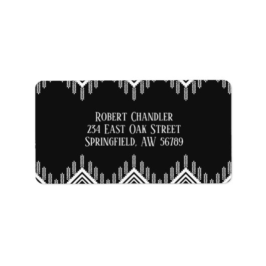Zwart-wit Tribal Art Etiket (Voorkant)