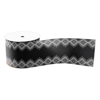 Zwart-wit Tribal Art Grosgrain Lint