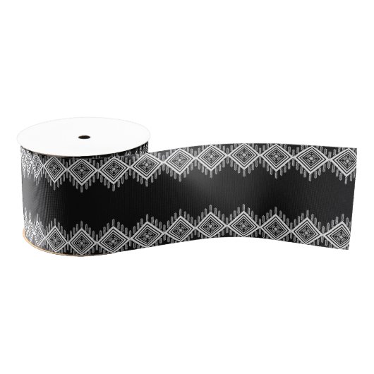 Zwart-wit Tribal Art Grosgrain Lint (Spoel)