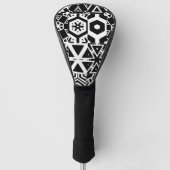 Zwart-wit Tribal Design Golfheadcover (Voorkant)