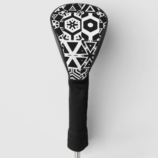 Zwart-wit Tribal Design Golfheadcover (Voorkant)