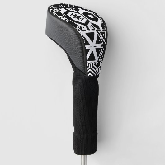Zwart-wit Tribal Design Golfheadcover (Schuin)