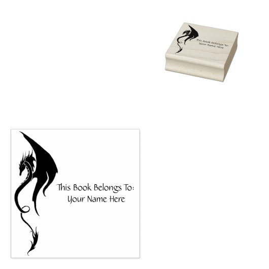 Zwart Wit Tribal Dragon Rubberstempel (Gestempeld)