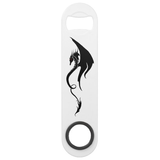 Zwart Wit Tribal Dragon Speed Flessenopener (Achterkant)