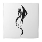 Zwart Wit Tribal Dragon Tegeltje (Voorkant)