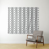 Zwart-Wit Tribal Geometrisch  Wandkleed (In Situ (horizontaal))