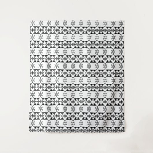 Zwart-Wit Tribal Geometrisch  Wandkleed (Voorkant)