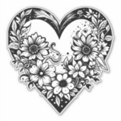 Zwart-wit Tribal hart Sticker (Voorkant)