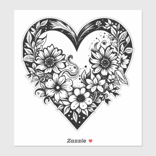 Zwart-wit Tribal hart Sticker (Vel)