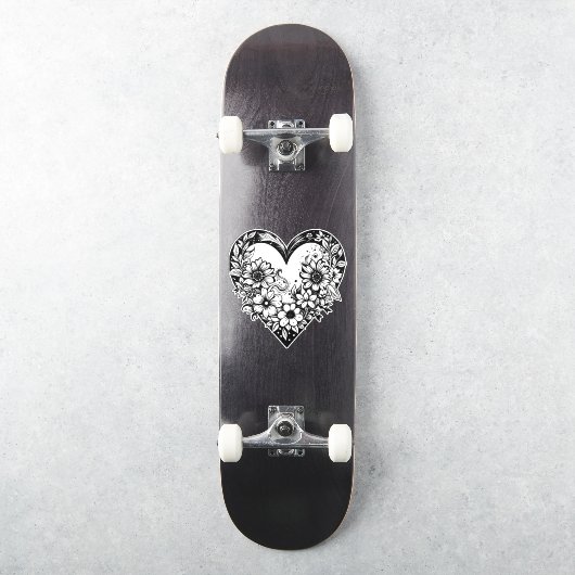 Zwart-wit Tribal hart Sticker (Skateboard)