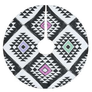 Zwart Wit Tribal Navajo Patroon Kerstboom Rok