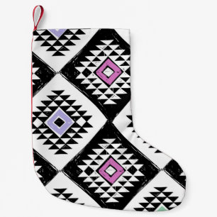 Zwart Wit Tribal Navajo Patroon Kleine Kerstsok