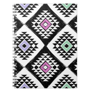 Zwart Wit Tribal Navajo Patroon Notitieboek