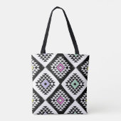 Zwart Wit Tribal Navajo Patroon Tote Bag (Achterkant)