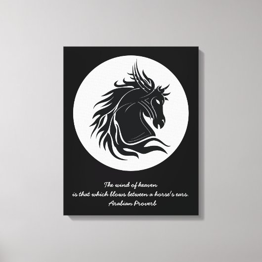 Zwart-wit tribal paard hoofd canvas afdruk (Voorkant)