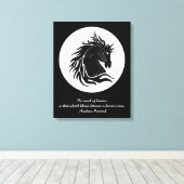 Zwart-wit tribal paard hoofd canvas afdruk (Insitu (Houten vloer))