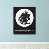 Zwart-wit tribal paard hoofd canvas afdruk (Insitu (Houten vloer))