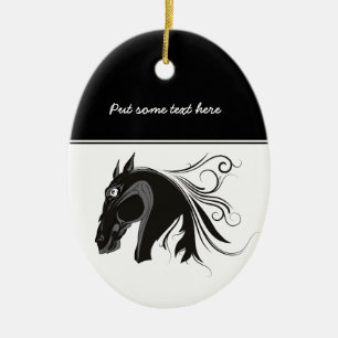 Zwart-wit tribal paardenhoofd custom ornament