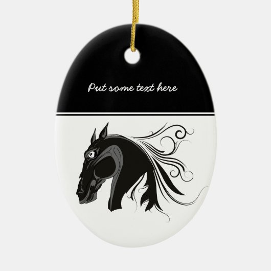 Zwart-wit tribal paardenhoofd custom ornament (Voorkant)