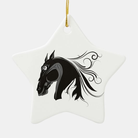 Zwart-wit tribal paardenhoofd custom ornament (Voorkant)