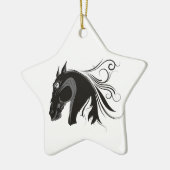 Zwart-wit tribal paardenhoofd custom ornament (Links)