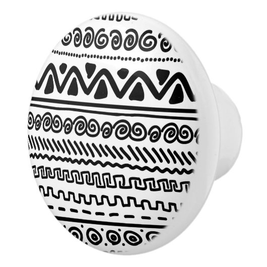 Zwart wit tribal patroon badkamer keramische knop (Rechts)