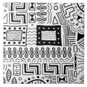 Zwart wit Tribal patroon tegel Tegeltje (Voorkant)