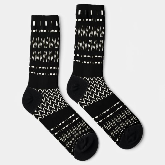 Zwart-Wit Tribal Print Crew Soks Sokken (Rechts)